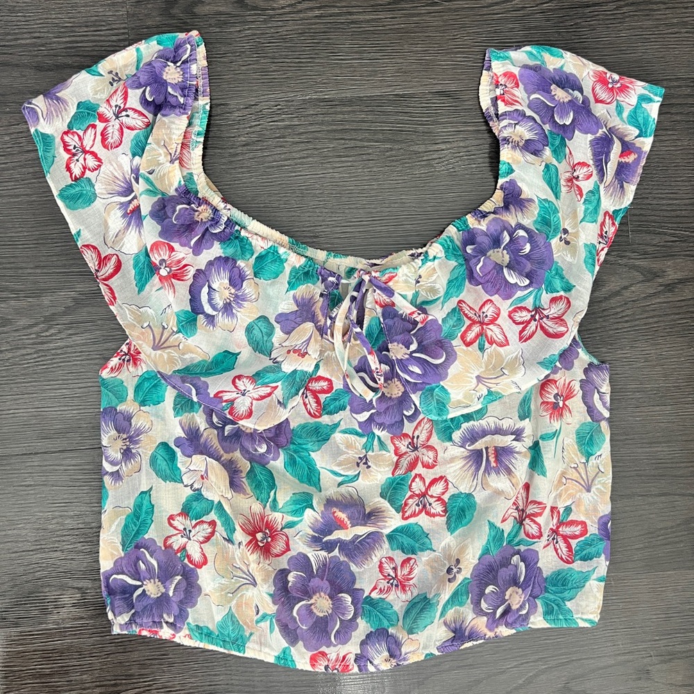 Vintage Off the Shoulder Floral Top